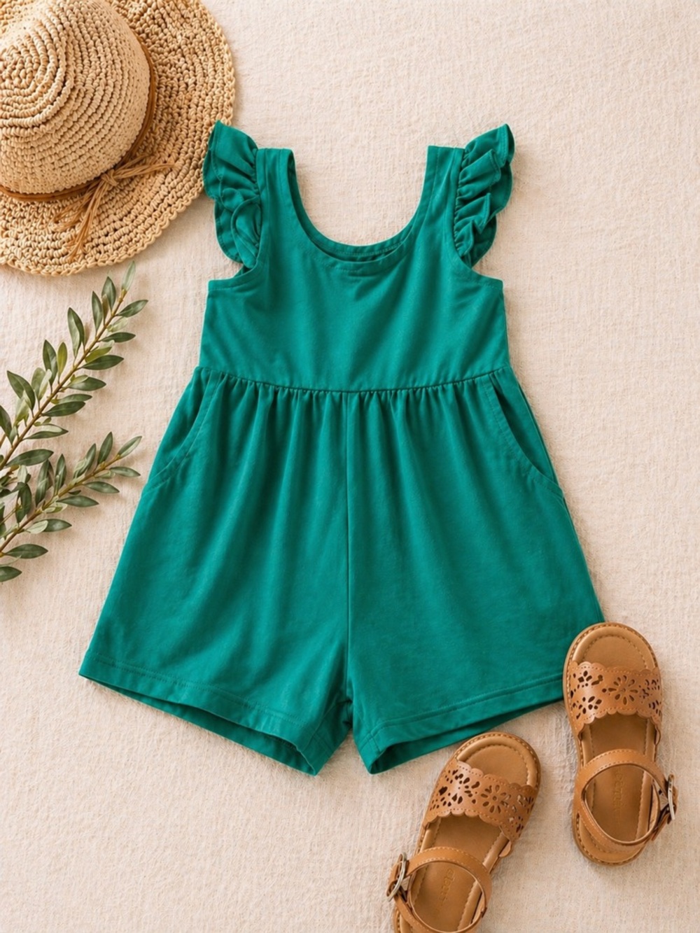 Teal Ruffle Sleeve Romper 2T Girls Summer Outfit NWT Toddler One Piece
